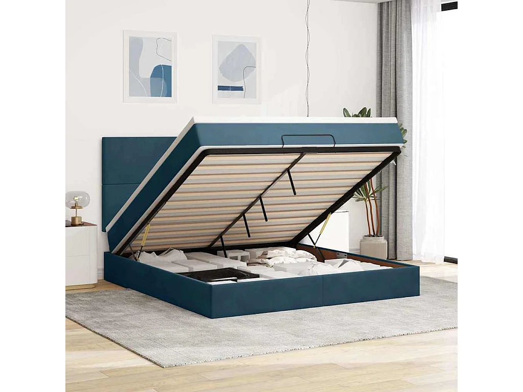 Struttura Letto Pouf con Materassi 160x200 cm Velluto