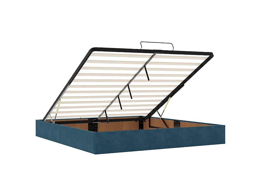 Cadre de lit ottoman avec matelas bleu foncé 160x200 cm velours
