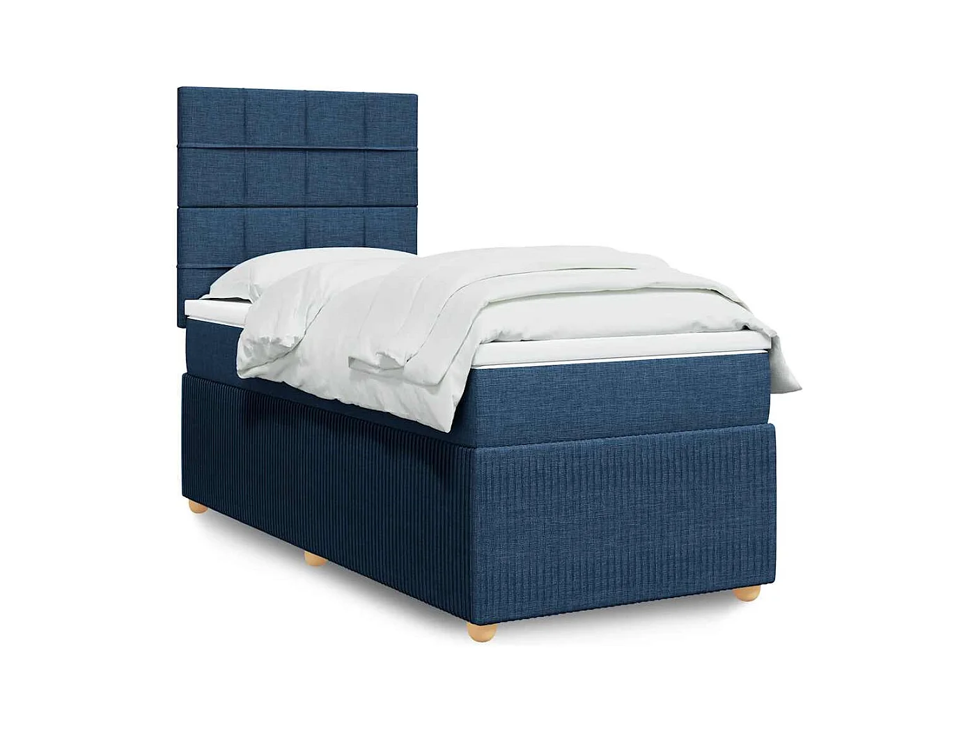 Boxspring met matras stof blauw 90x190 cm