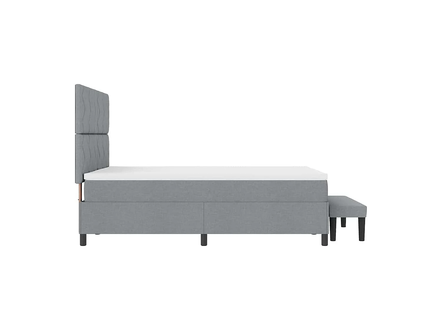 Cama tipo Box Spring con cabecera Gris Claro 140 x 200 cm tela