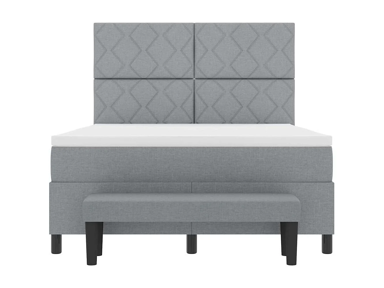 Cama tipo Box Spring con cabecera Gris Claro 140 x 200 cm tela