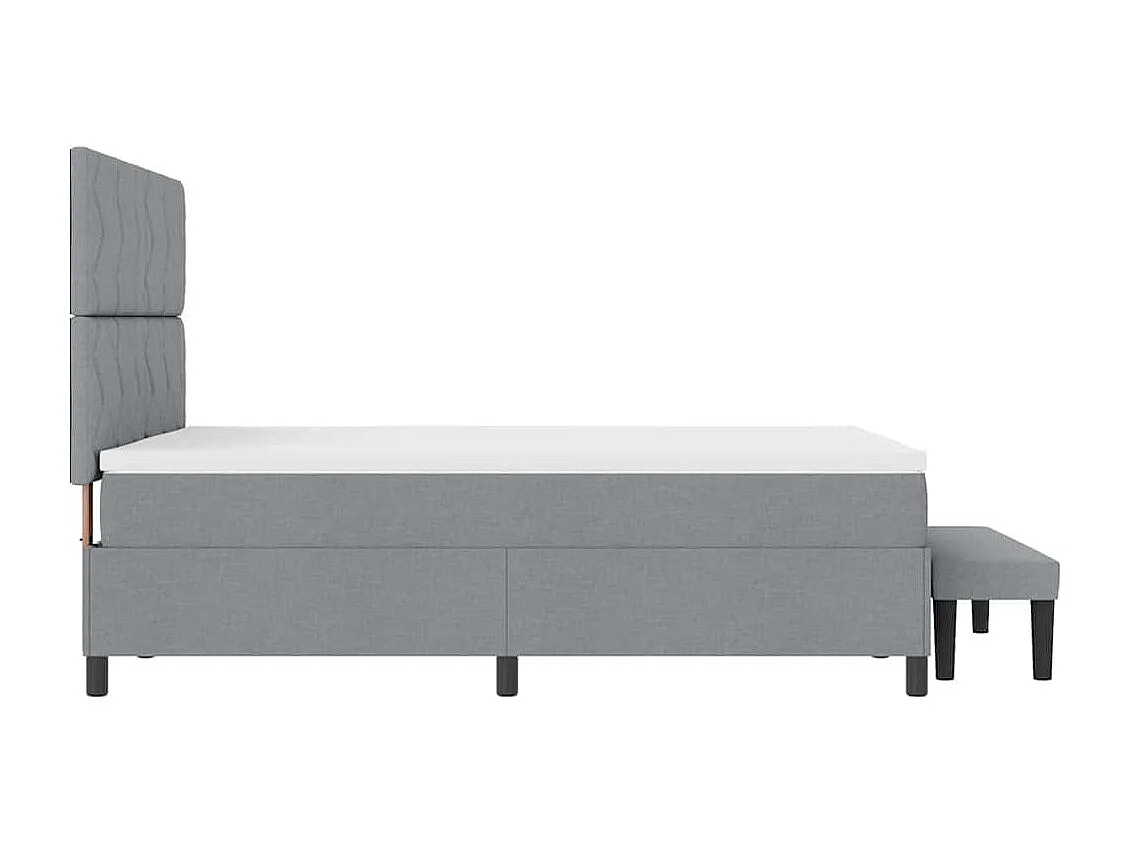 Cama tipo Box Spring con cabecera Gris Claro 140 x 200 cm tela