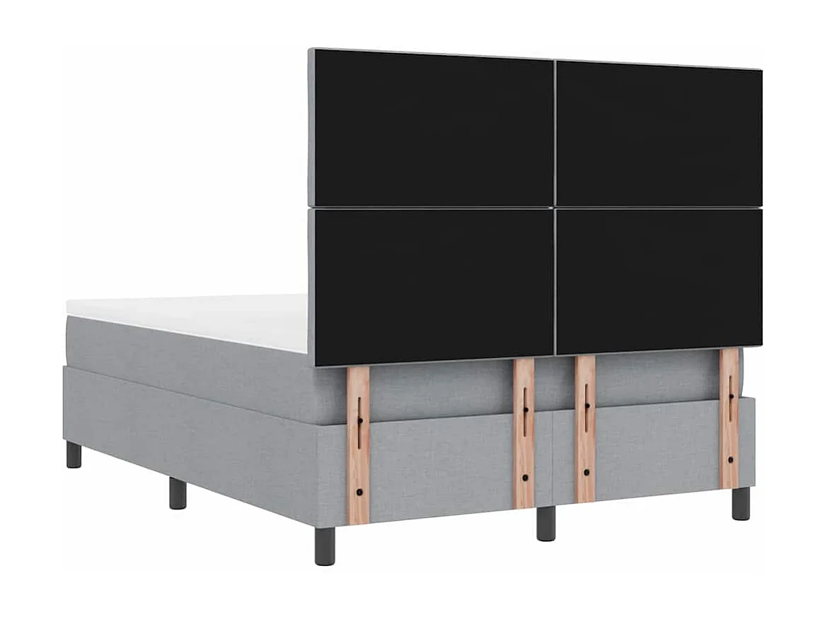 Cama tipo Box Spring con cabecera Gris Claro 140 x 200 cm tela