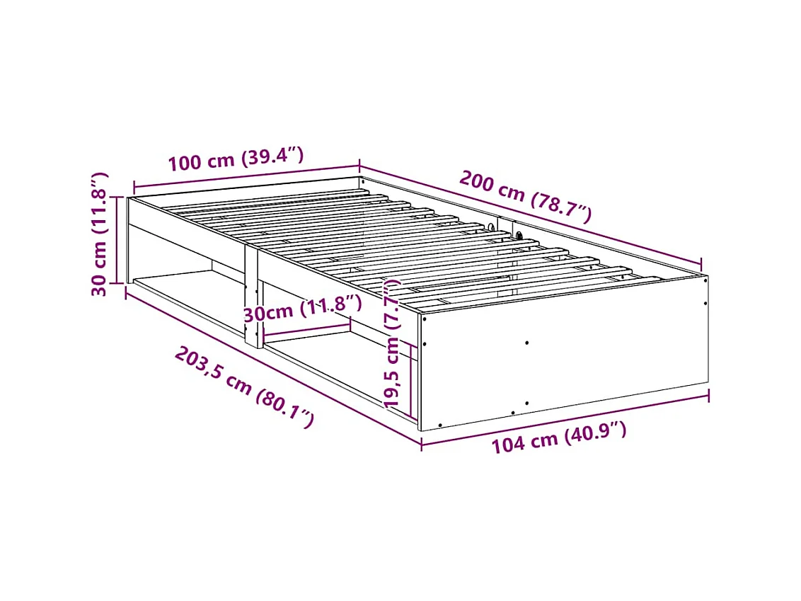 Lit de jour sans matelas cire marron 100x200 cm pin massif