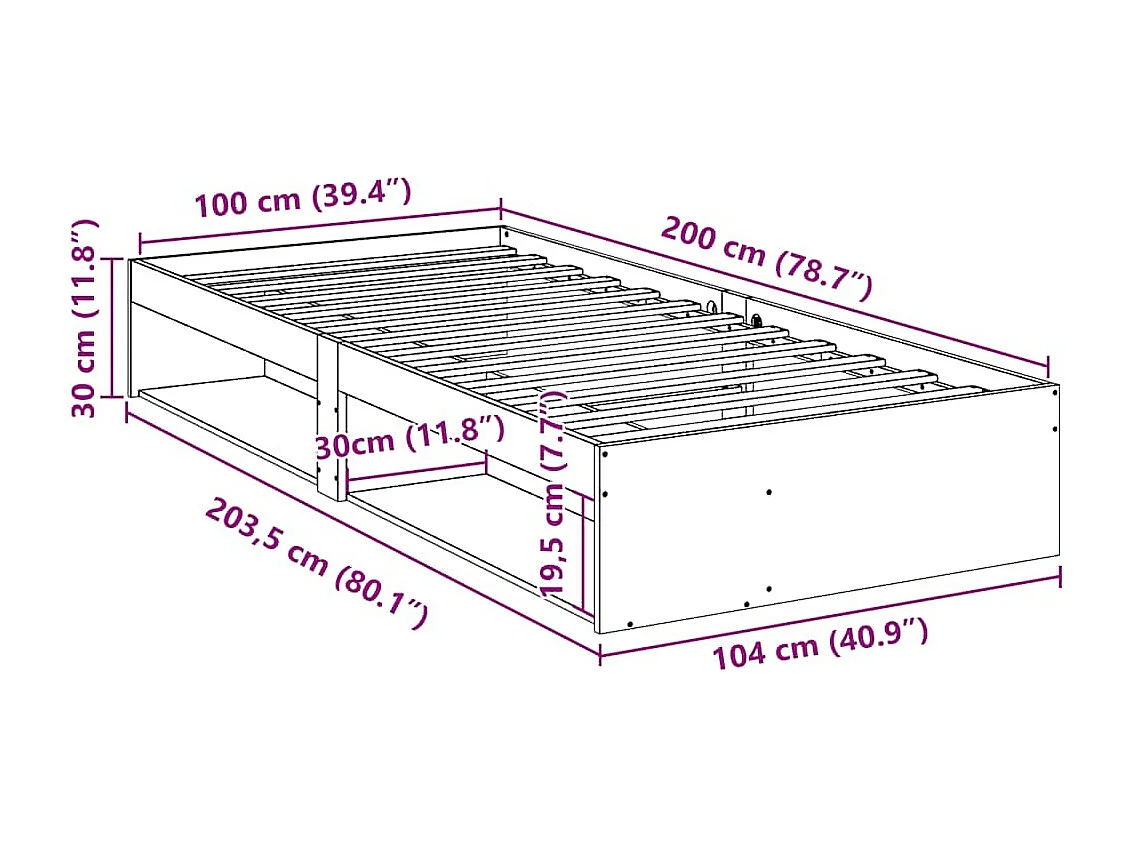 Lit de jour sans matelas cire marron 100x200 cm pin massif