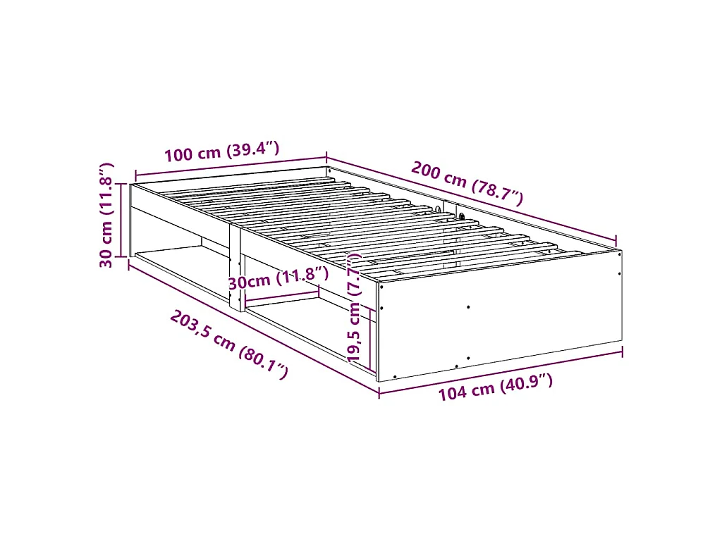 Dormeuse senza Materasso Marrone Cera 100x200 cm Legno di Pino