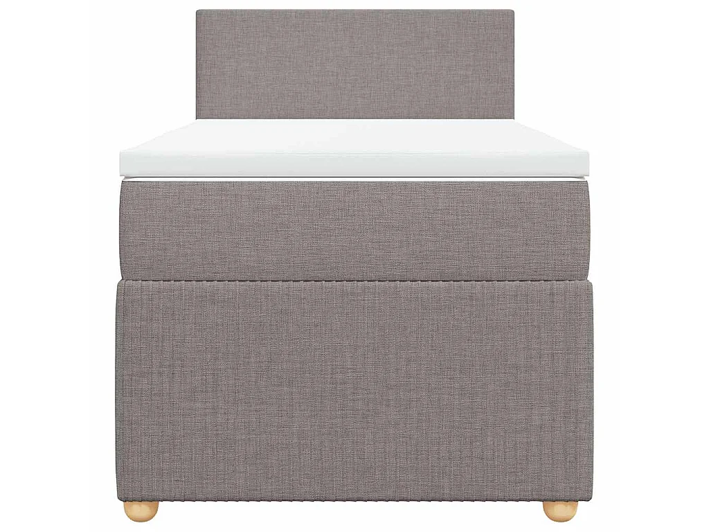 Cama box spring con colchón tela gris taupe 100x200 cm