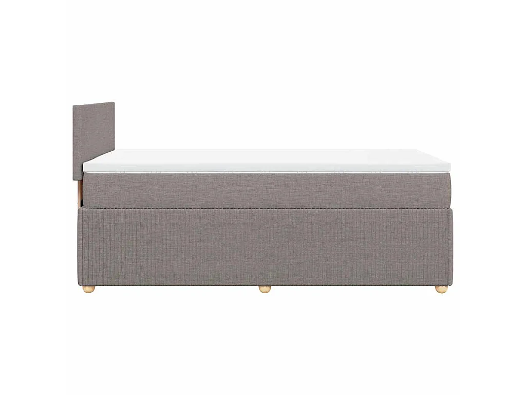Cama box spring con colchón tela gris taupe 100x200 cm