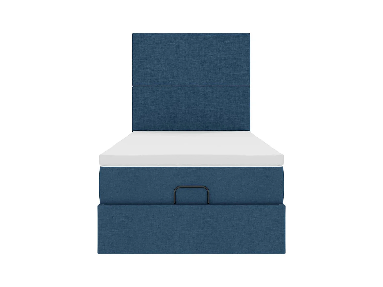 Cadre de lit ottoman avec matelas bleu 90x190 cm tissu
