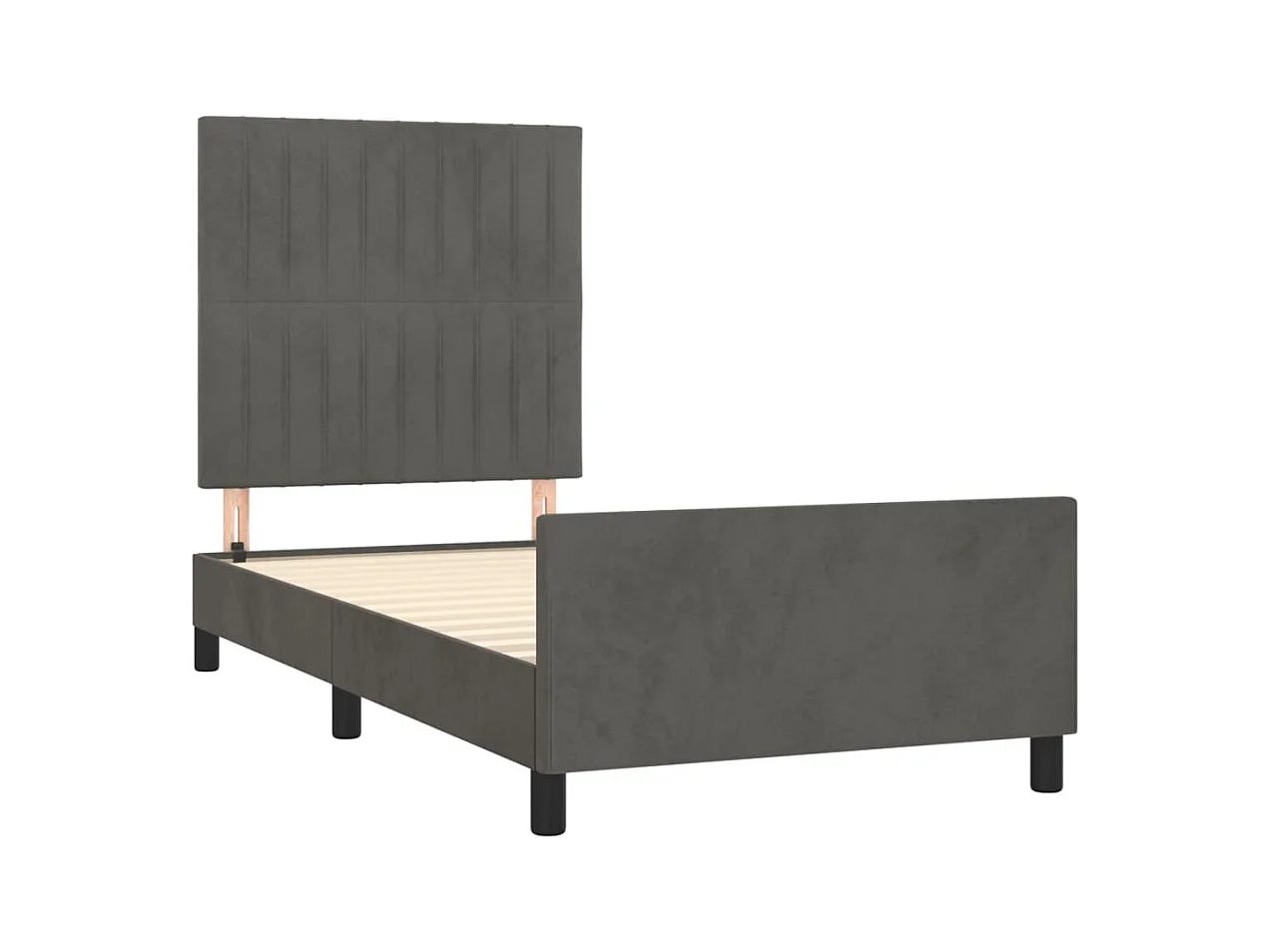Cadre de lit sans matelas gris foncé 90x190 cm velours