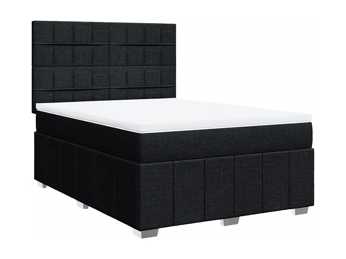 Sommier à lattes de lit avec matelas Noir 140x190 cm Tissu
