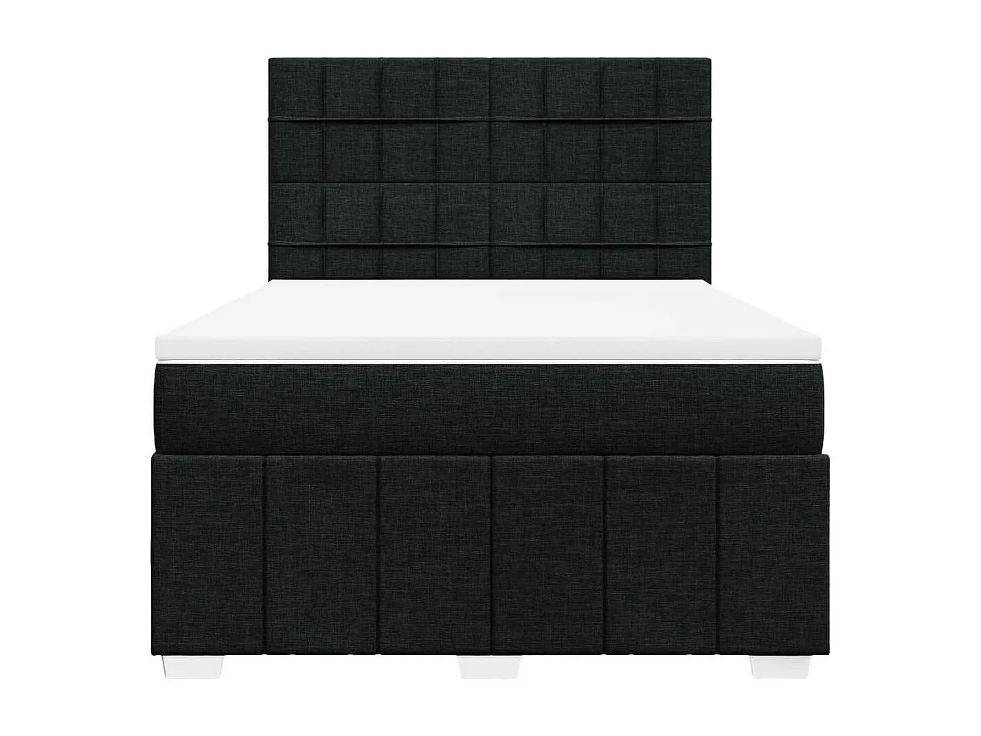 Sommier à lattes de lit avec matelas Noir 140x190 cm Tissu