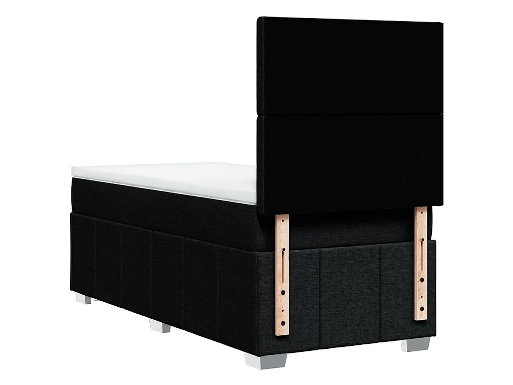 Cama box spring con colchón tela negro 90x200 cm