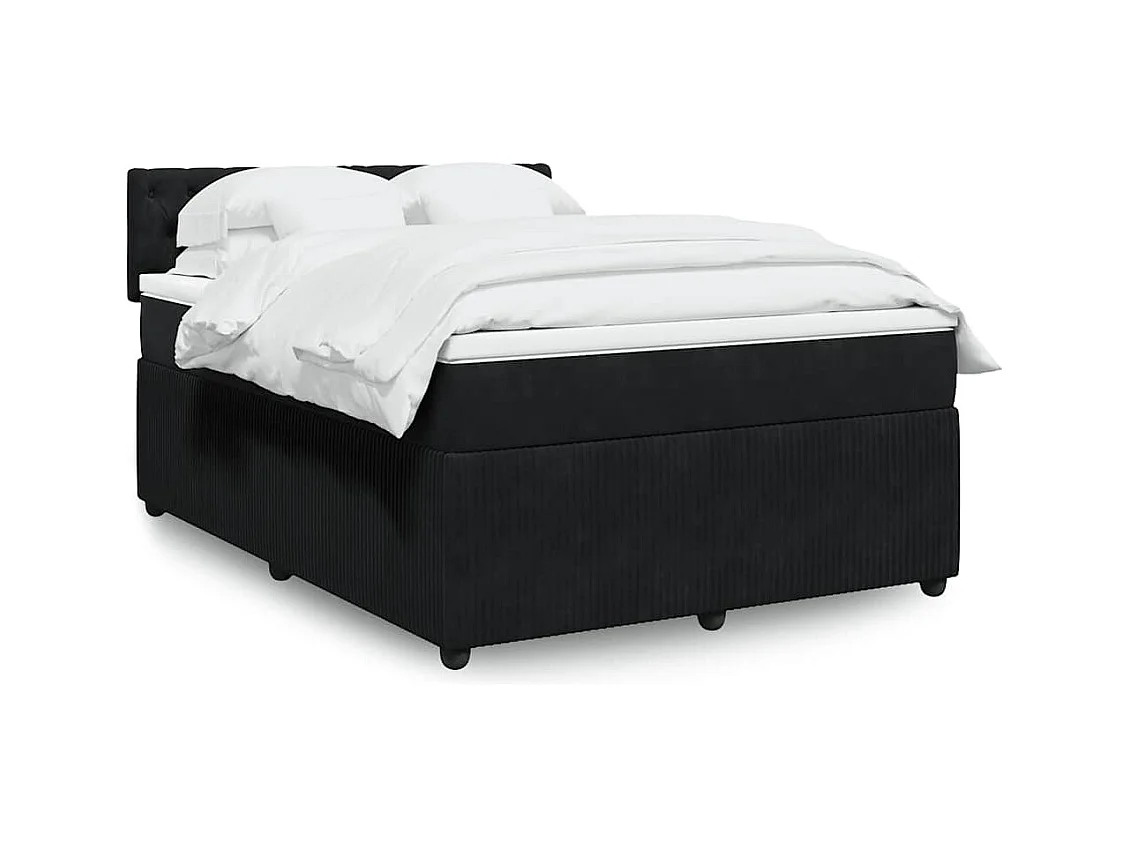 Giroletto a Molle con Materasso Nero 140x200 cm in Velluto