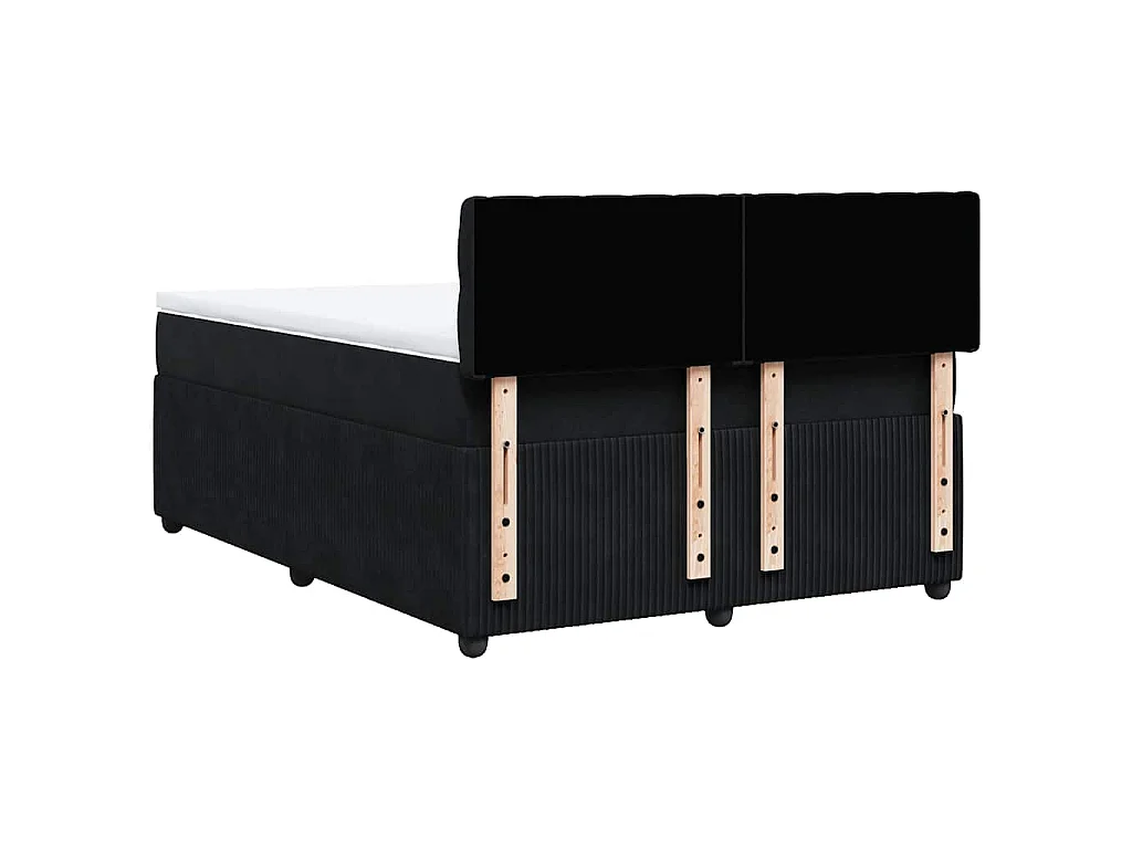 Giroletto a Molle con Materasso Nero 140x200 cm in Velluto