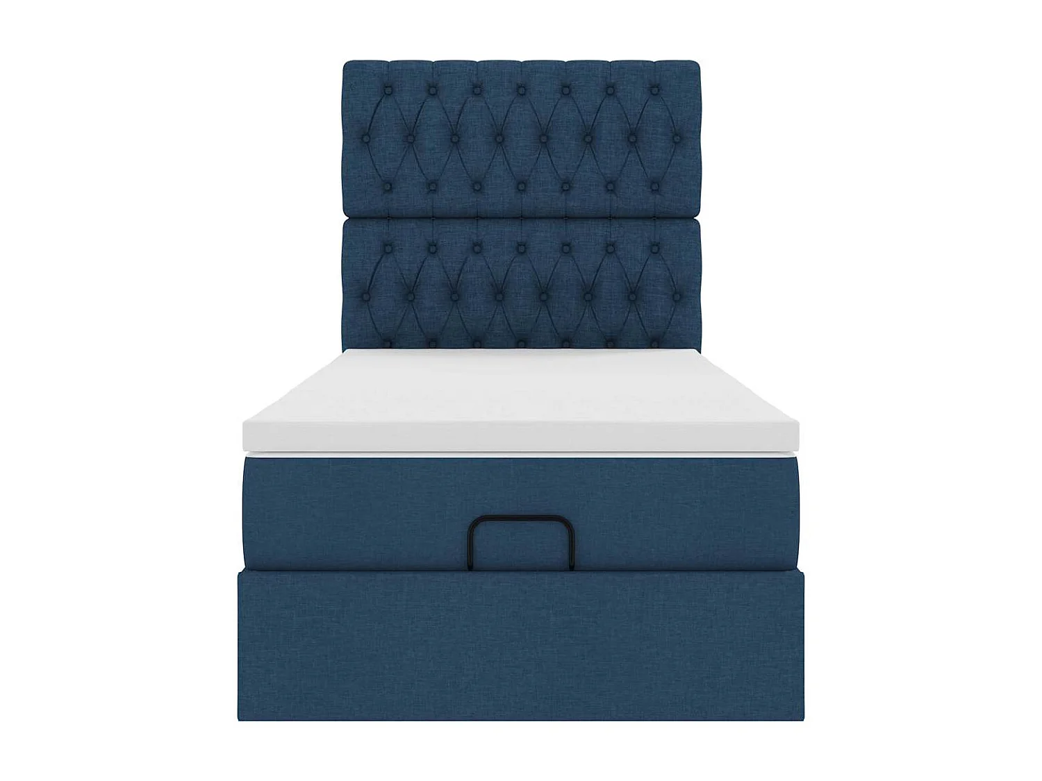 Estructura de cama otomana con colchón tela azul 90x190 cm