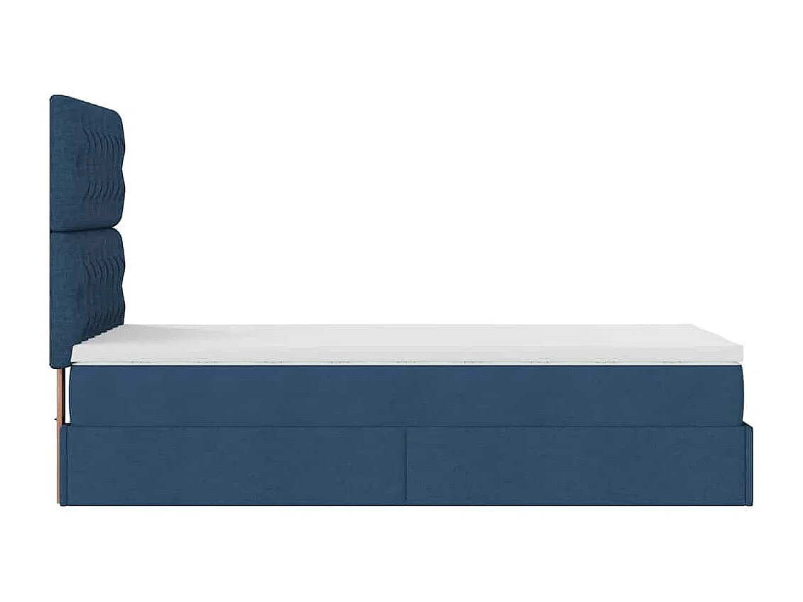 Estructura de cama otomana con colchón tela azul 90x190 cm