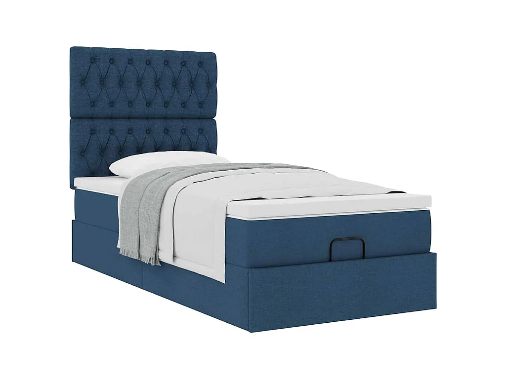 Ottoman bed met matras 90x190cm stof blauw