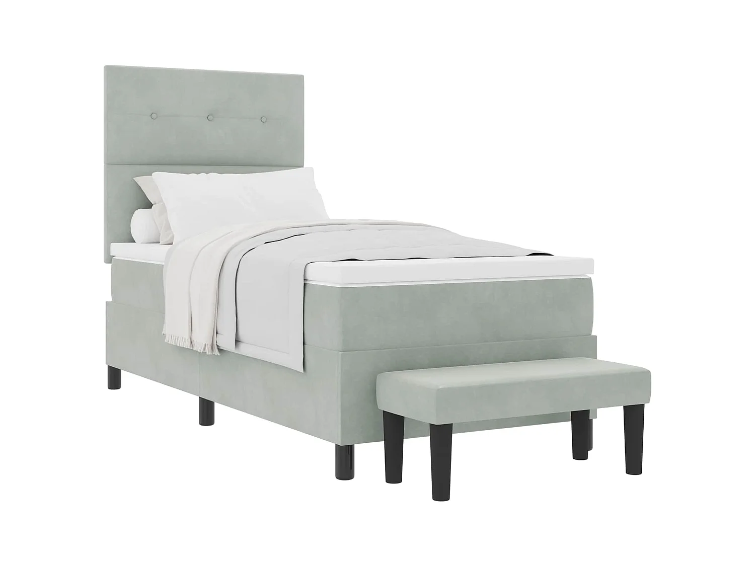 Boxspringbett mit Kopfteil Hellgrau 200 x 90 cm Samt