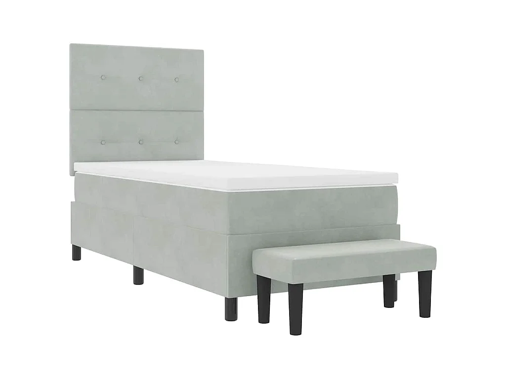 Boxspringbett mit Kopfteil Hellgrau 200 x 90 cm Samt