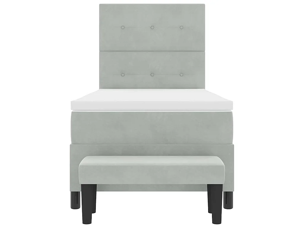 Boxspringbett mit Kopfteil Hellgrau 200 x 90 cm Samt