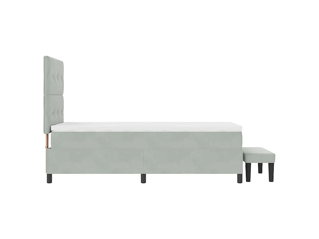 Boxspringbett mit Kopfteil Hellgrau 200 x 90 cm Samt