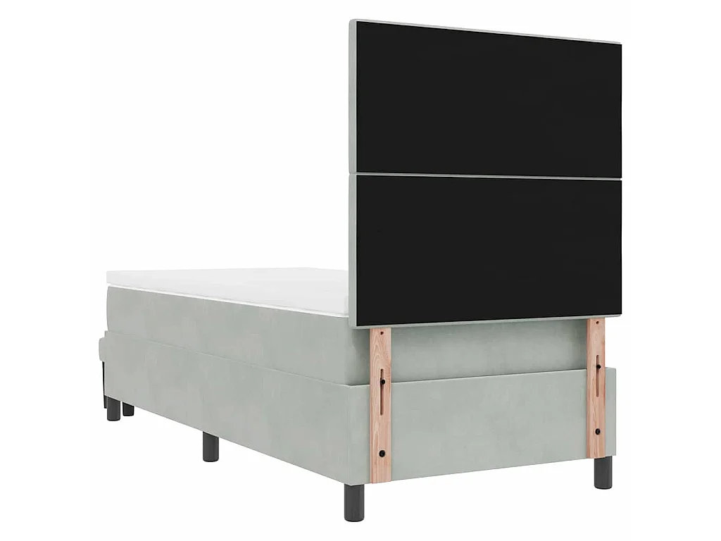 Boxspringbett mit Kopfteil Hellgrau 200 x 90 cm Samt