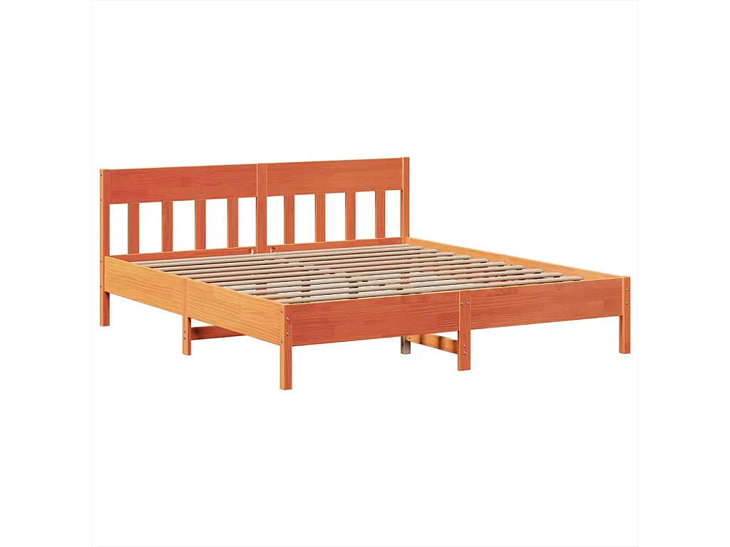 Cadre de lit sans matelas cire marron 180x200cm bois pin massif