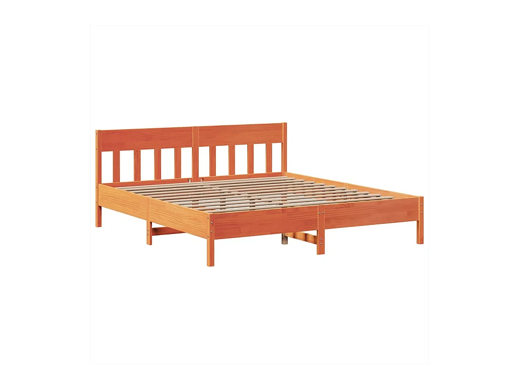 Cadre de lit sans matelas cire marron 180x200cm bois pin massif