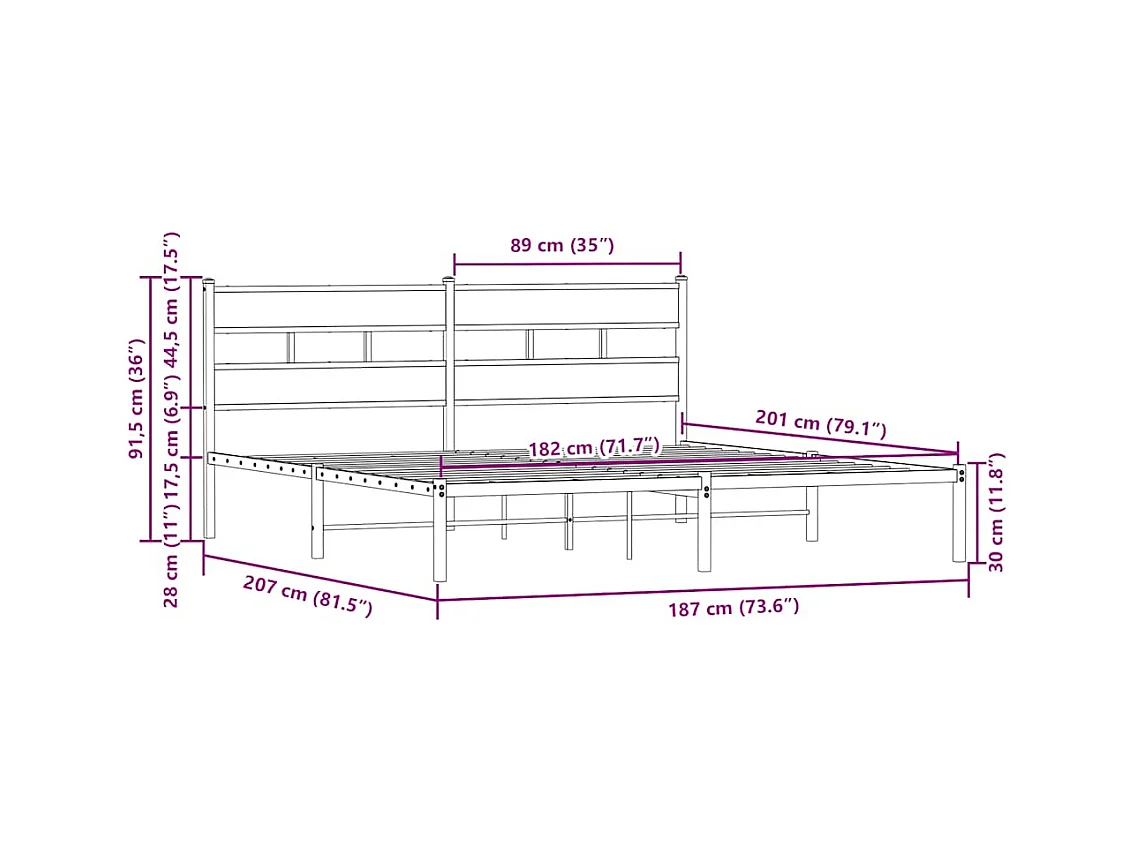 Cadre de lit sans matelas avec tête de lit 180x200 cm