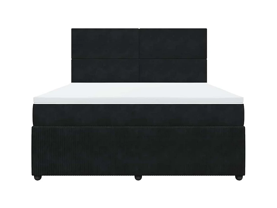 Sommier à lattes de lit avec matelas Noir 180x200 cm Velours