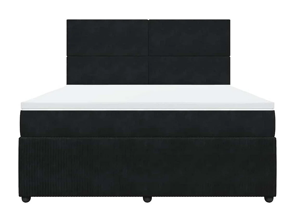 Giroletto a Molle con Materasso Nero 180x200 cm in Velluto