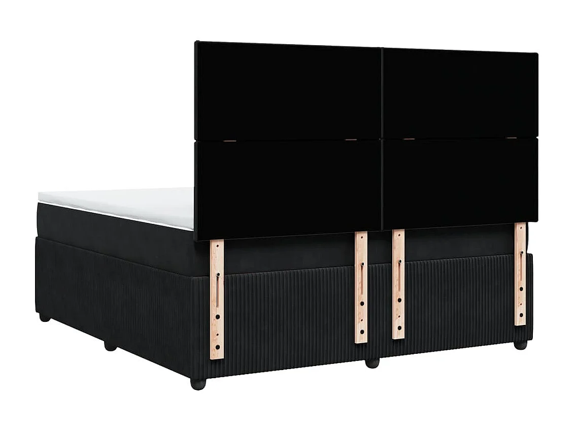 Giroletto a Molle con Materasso Nero 180x200 cm in Velluto