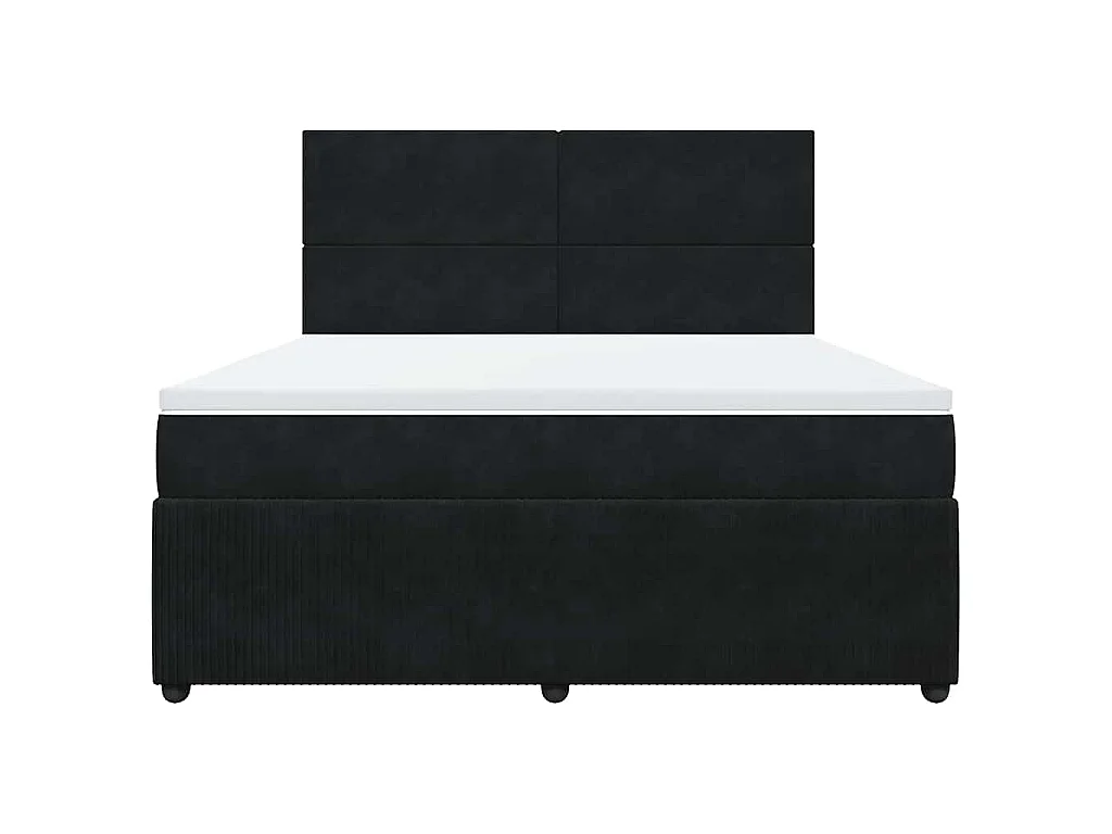 Giroletto a Molle con Materasso Nero 180x200 cm in Velluto