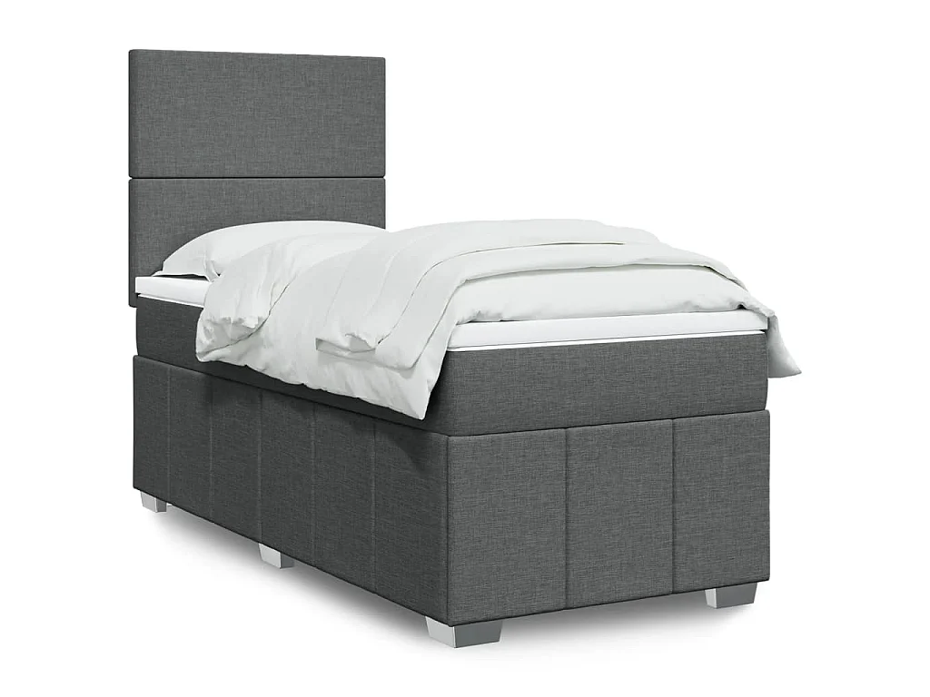 Boxspringbett mit Matratze Dunkelgrau 90x190 cm Stoff