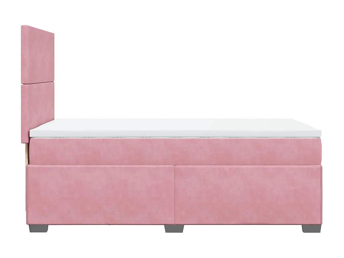Cama box spring con colchón terciopelo rosa 90x190 cm