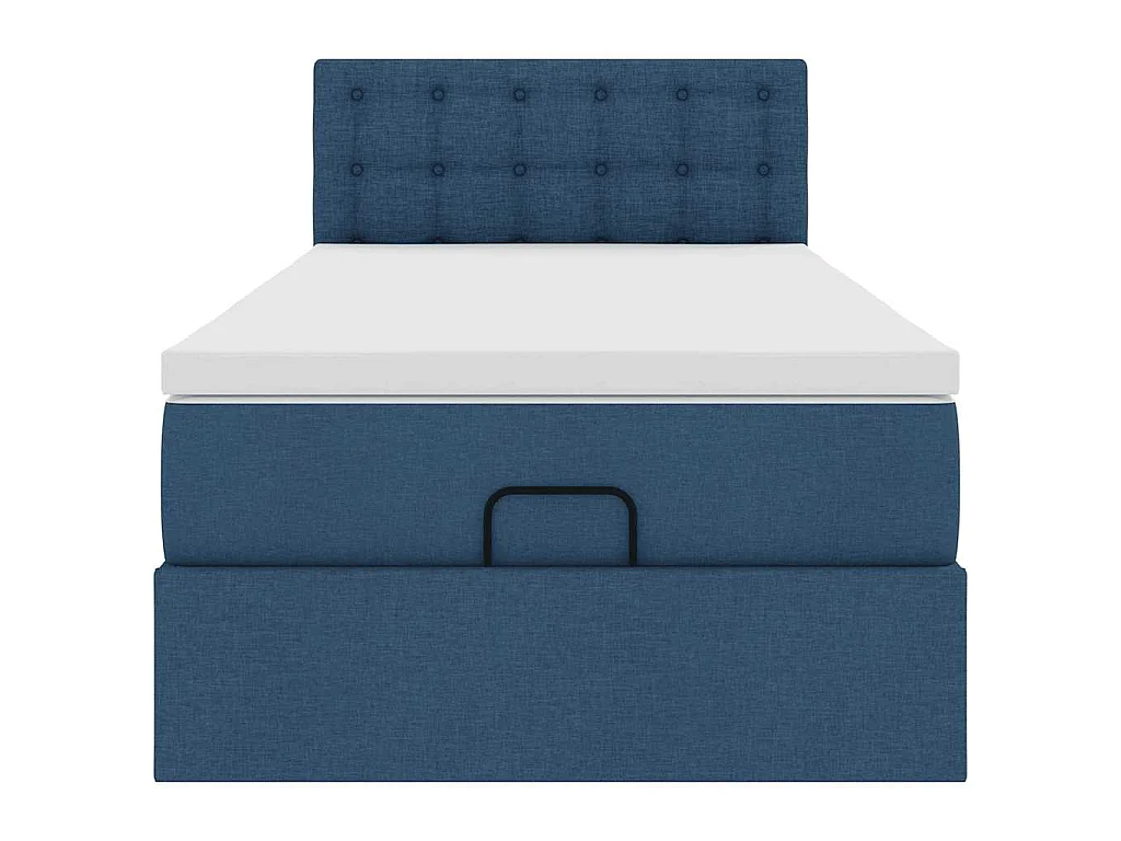 Lit ottoman avec matelas bleu 90x200 cm tissu