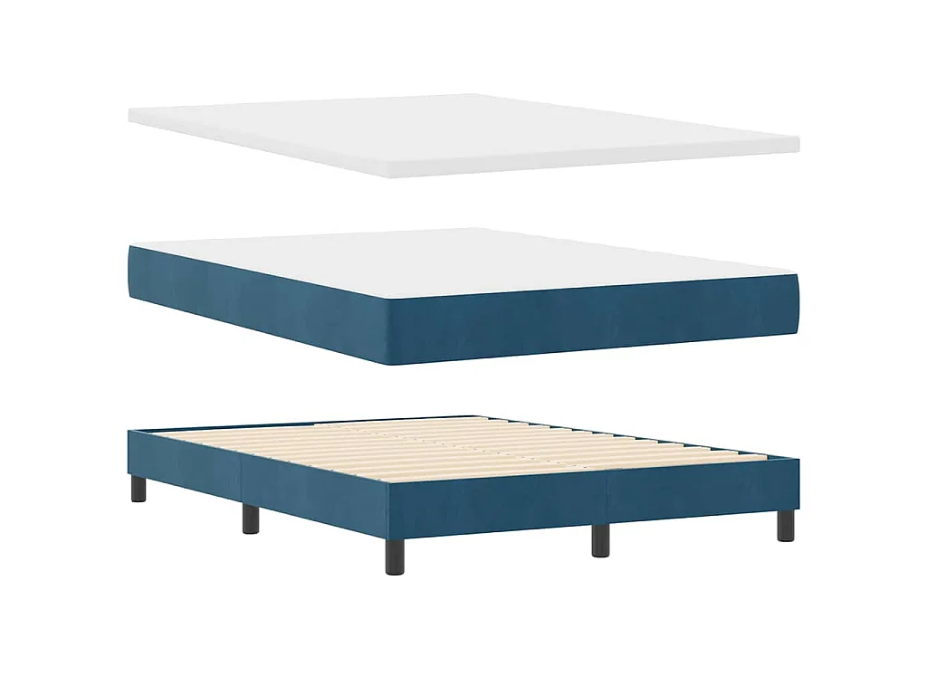 LED Box Spring Bed met matras Donkerblauw 140 x 200 cm Fluweel