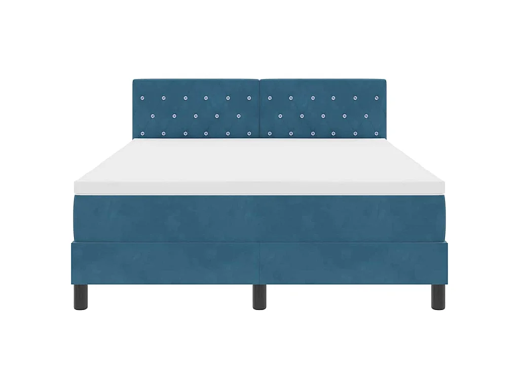 LED Box Spring Bed met matras Donkerblauw 140 x 200 cm Fluweel