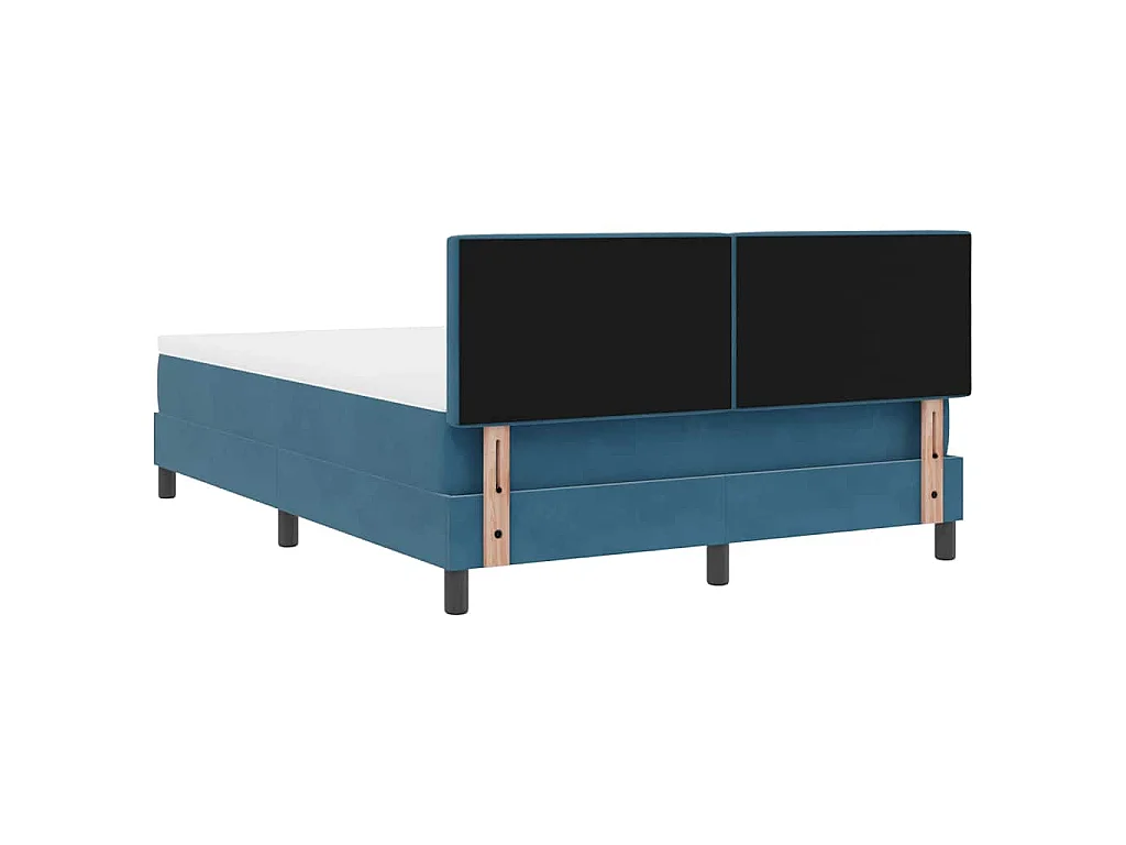 LED Box Spring Bed met matras Donkerblauw 140 x 200 cm Fluweel