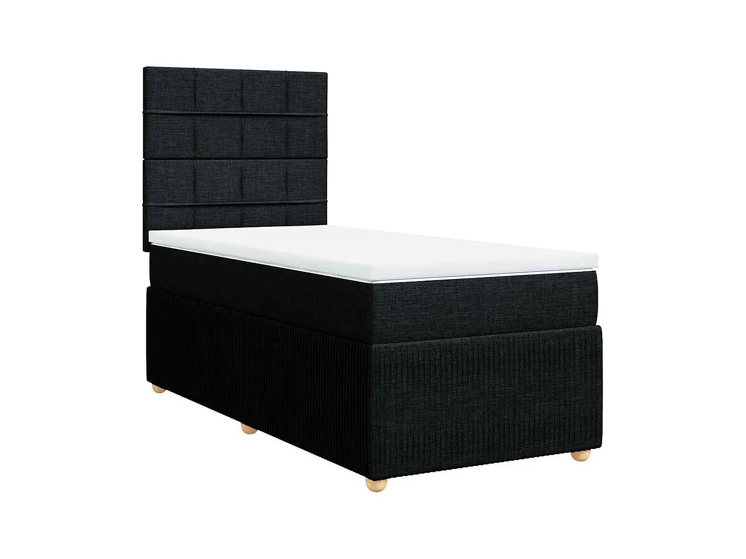 Sommier à lattes de lit avec matelas Noir 100x200 cm Tissu