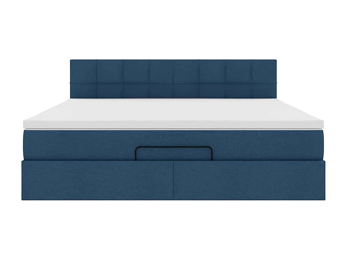Cadre de lit ottoman avec matelas bleu 160x200 cm tissu