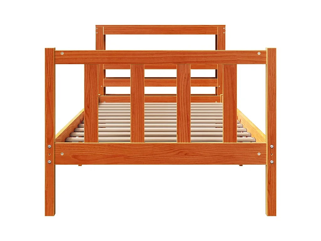 Bedframe met hoofdbord massief grenenhout wasbruin 100x200 cm