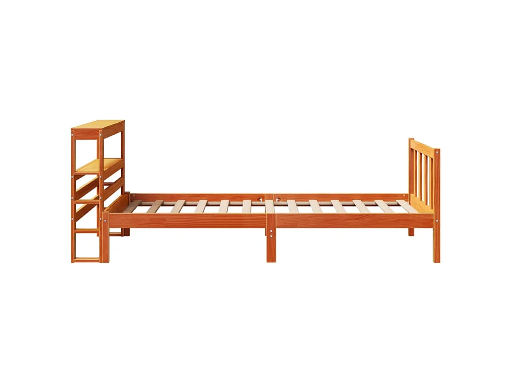 Bedframe met hoofdbord massief grenenhout wasbruin 100x200 cm