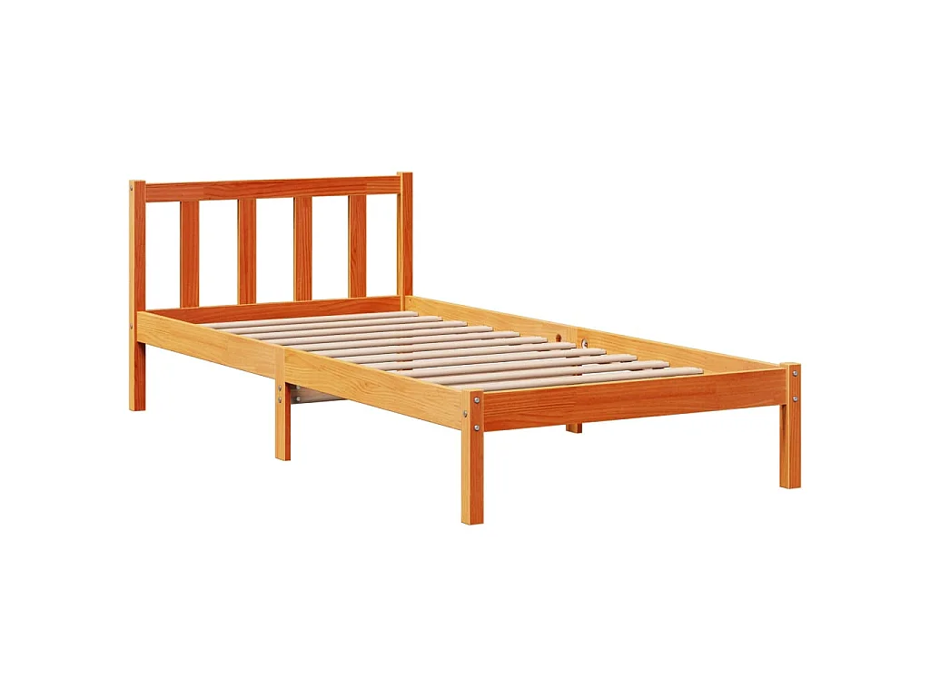 Bedframe met hoofdbord massief grenenhout wasbruin 100x200 cm