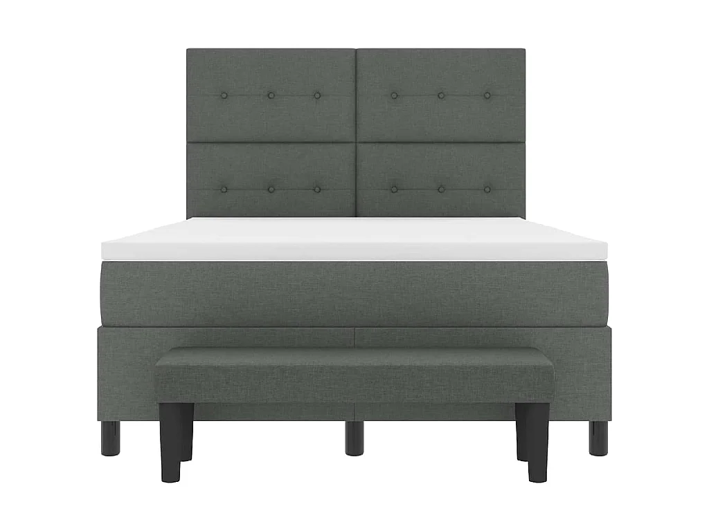 Boxspringbed met kussen Donkergrijs 140 x 200 cm Stof