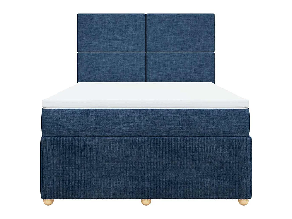 Cama box spring con colchón tela azul 160x200 cm