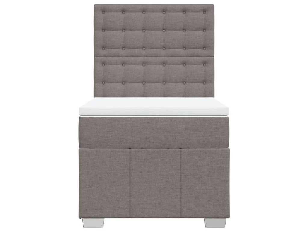 Cama box spring con colchón tela gris taupe 100x200 cm