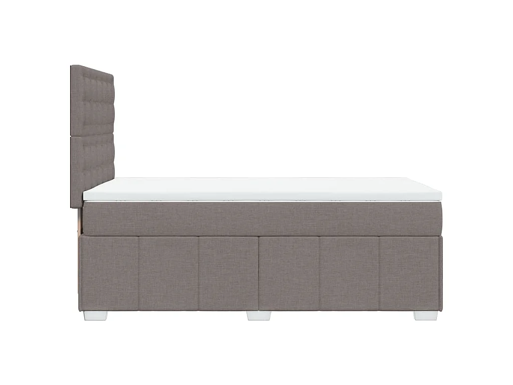 Cama box spring con colchón tela gris taupe 100x200 cm
