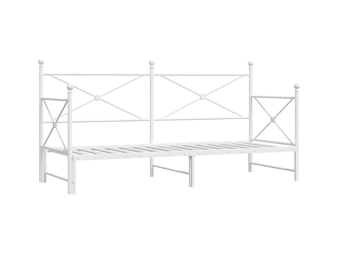 Lit de jour avec lit gigogne sans matelas blanc 90x200 cm acier